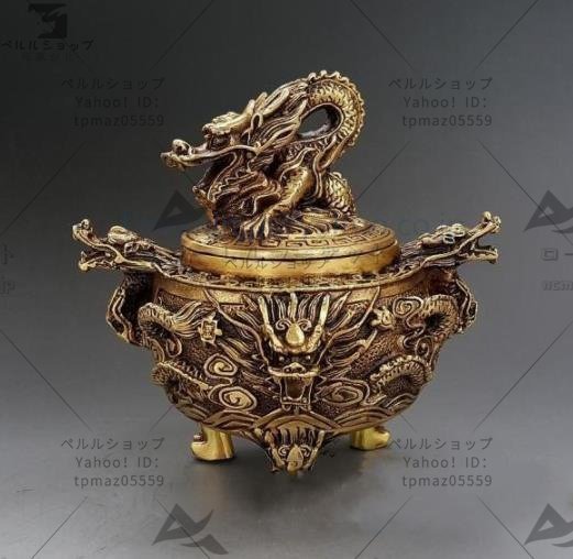 2022福袋】 二龍の珠/竜/香炉/線香立/銅製品/置物/装飾品/工芸品