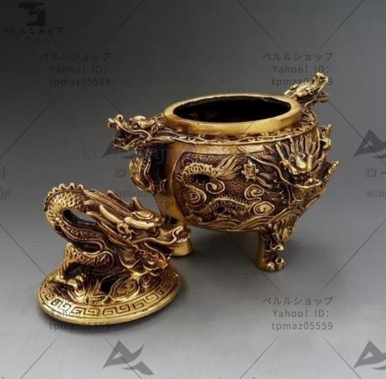 2022福袋】 二龍の珠/竜/香炉/線香立/銅製品/置物/装飾品/工芸品