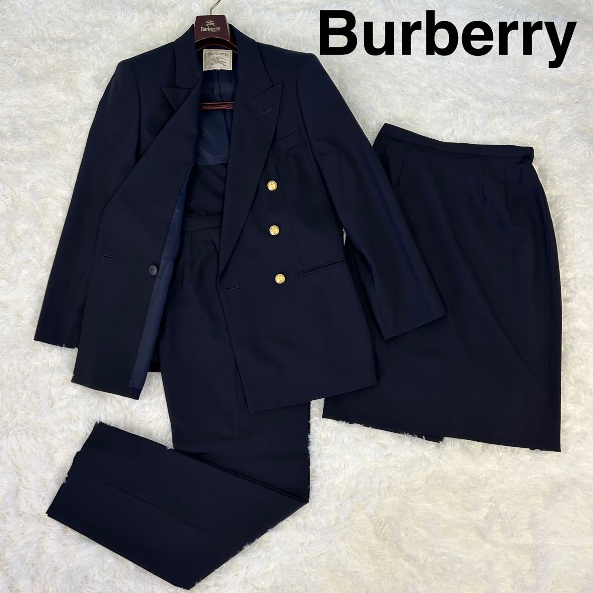 美品 Burberrys バーバリー スーツ 3点セット ネイビー パンツ