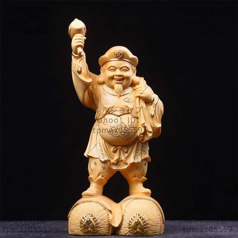 切金 大黒天 極上品 仏教工芸品 木彫 精密彫刻 仏教美術 仏師で仕上げ品 高さ20cm