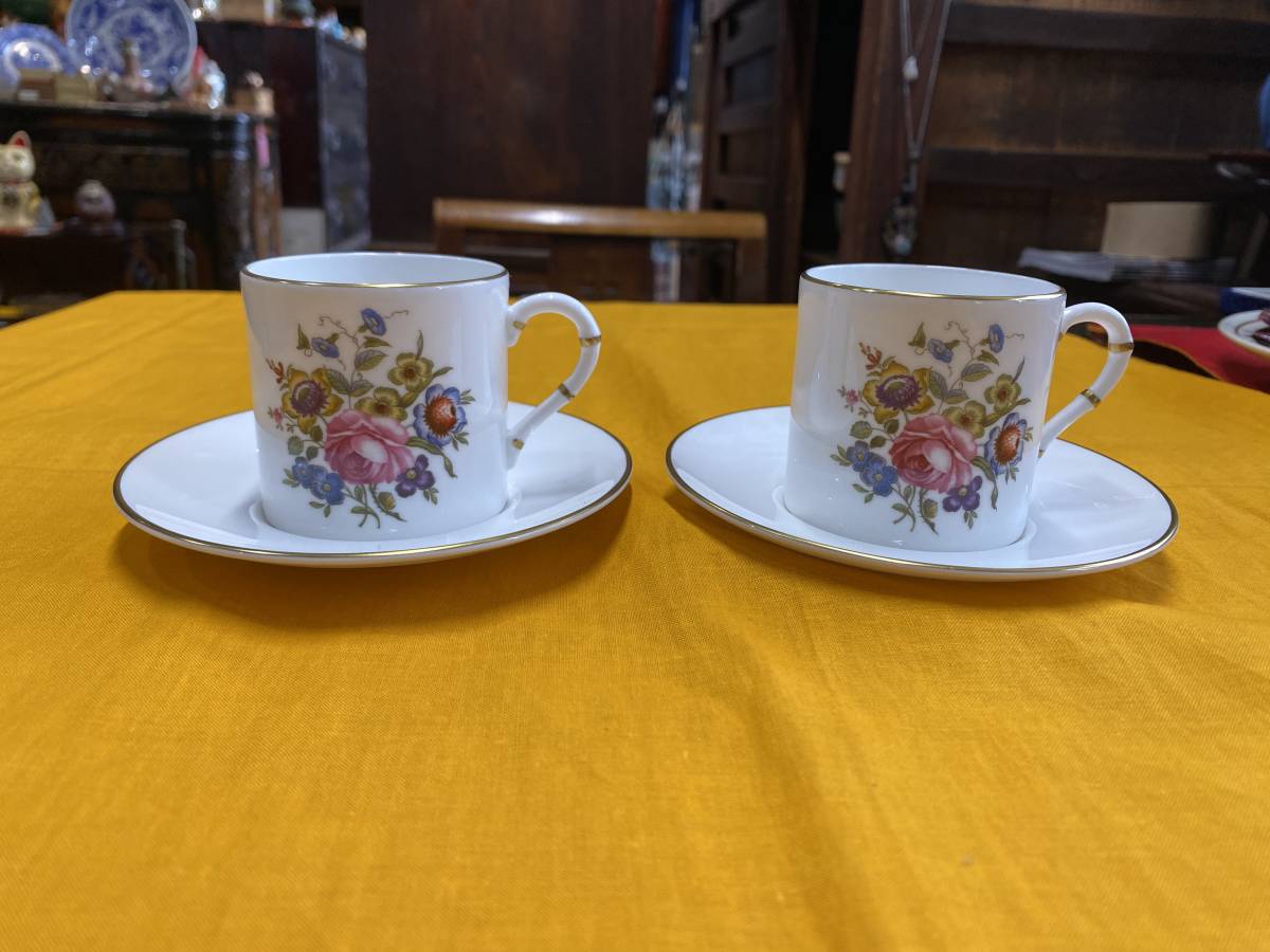 RoyalWorcester　カップ＆ソーサー　コーヒーカップ　ENGLAND　２客セット　アンティーク　創業１７５１年　※在庫4客有※