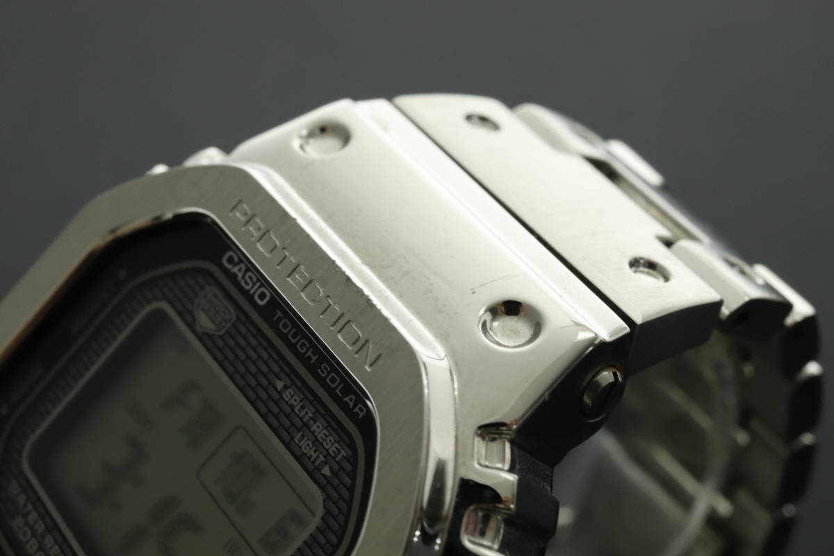 LVSP5-9-67 7T102-9 CASIO カシオ 腕時計 GMW-B5000 G-SHOCK フルメタル Bluetooth 搭載 電波ソーラー 約152g メンズ シルバー 動作品 中古_画像5