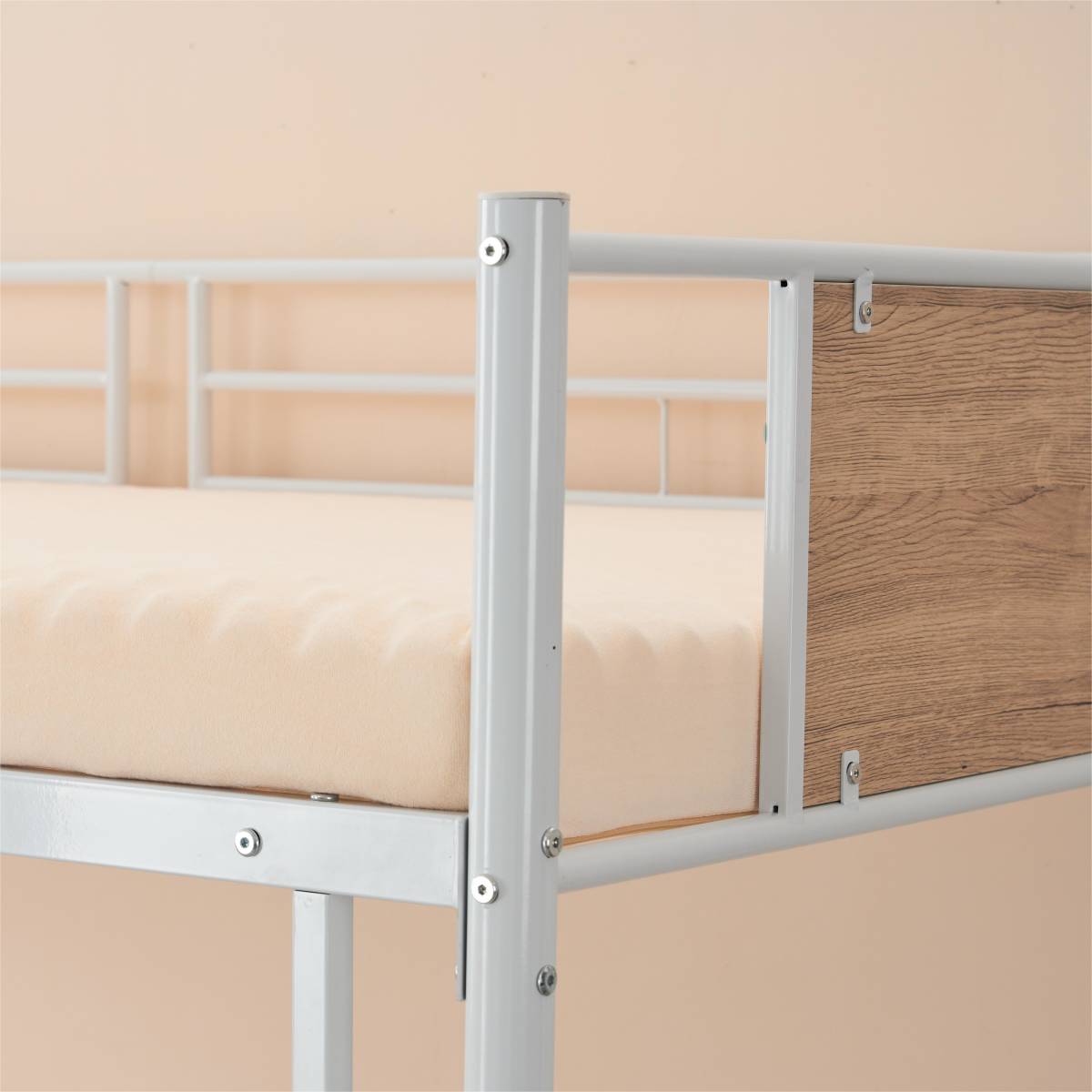 二段ベッド シングルベッド パイプベッド シングル 木 収納 北欧風 子供部屋 スチール 耐震 ベッド SDG_画像4