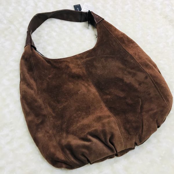 D[BERGE] tag attaching unused one shoulder shoulder bag tote bag suede lady's retro Brown hand .. bag unisex 