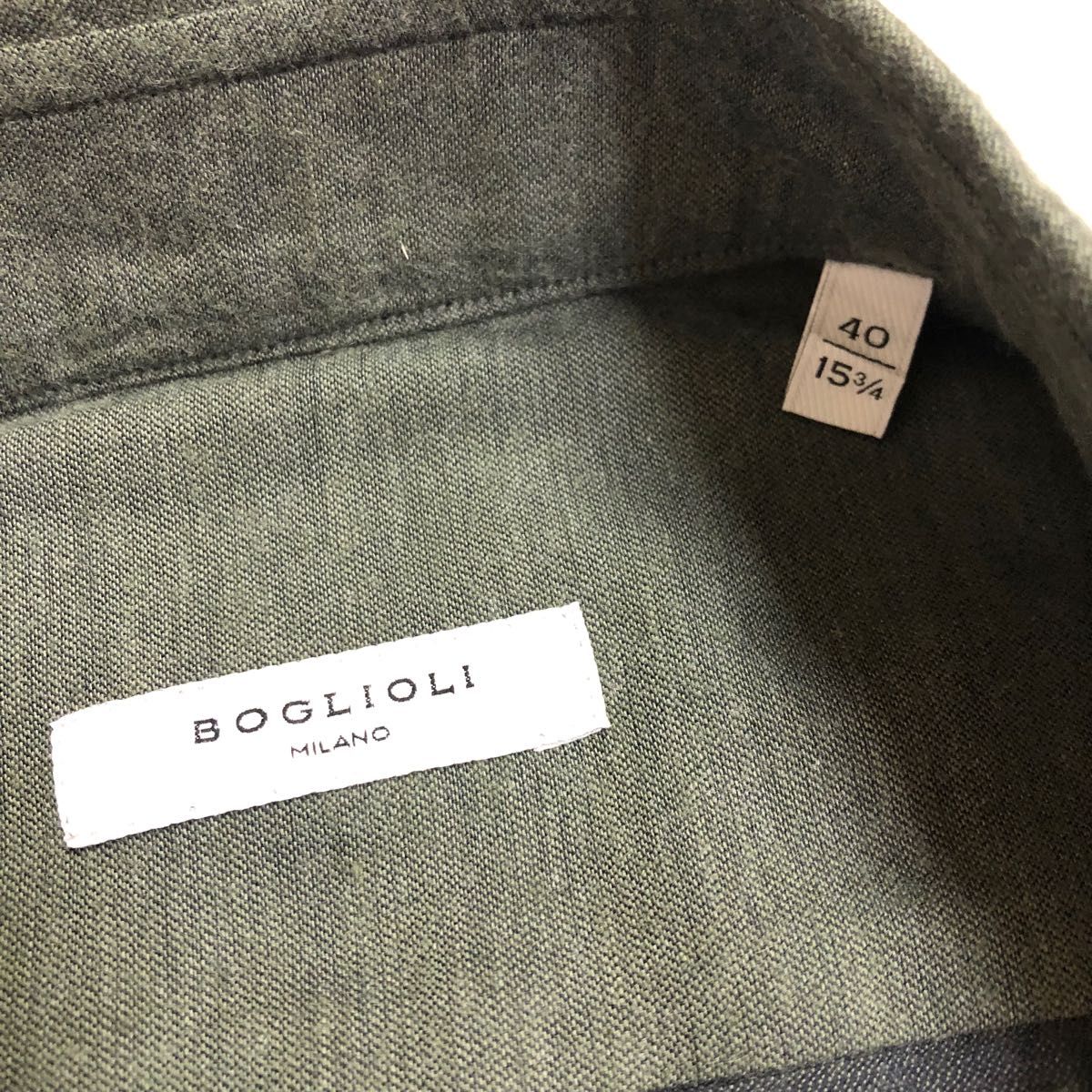 新品BOGLIOLI ワイドカラーシャツグレー系40 15 3/4(L程度)