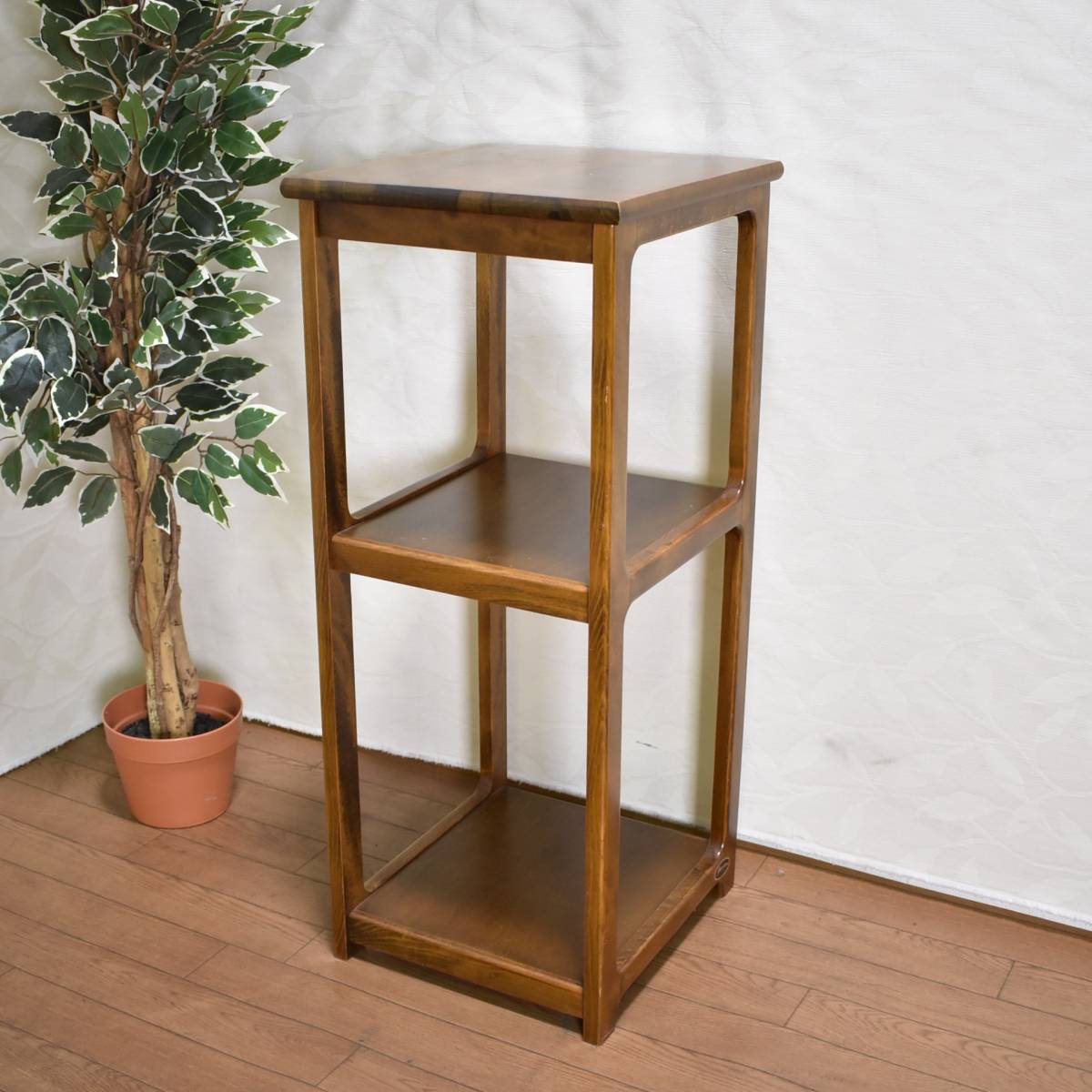  wooden 3 step rack width 34cm depth 36cm height 81.5cm made in Japan telephone stand / stand for flower vase / shelf / side table / retro / interior [ pickup welcome ]yt940ji50501-03