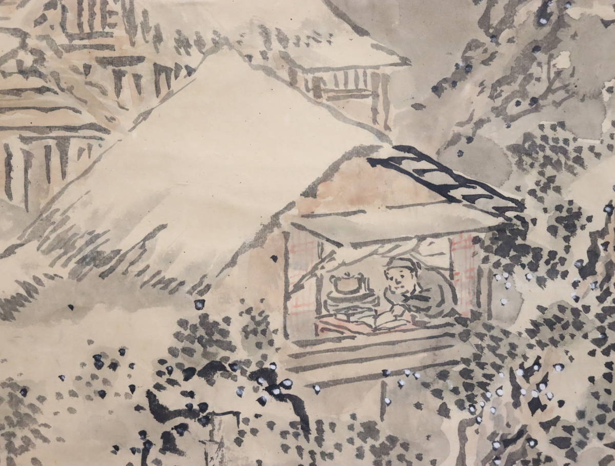 【真作】岸駒 作 掛軸/掛け軸 山水画/日本画 紙本 直筆/肉筆 飾り物 時代物/当時物 在銘/落款/共箱あり 『J1021-ア44』_画像7