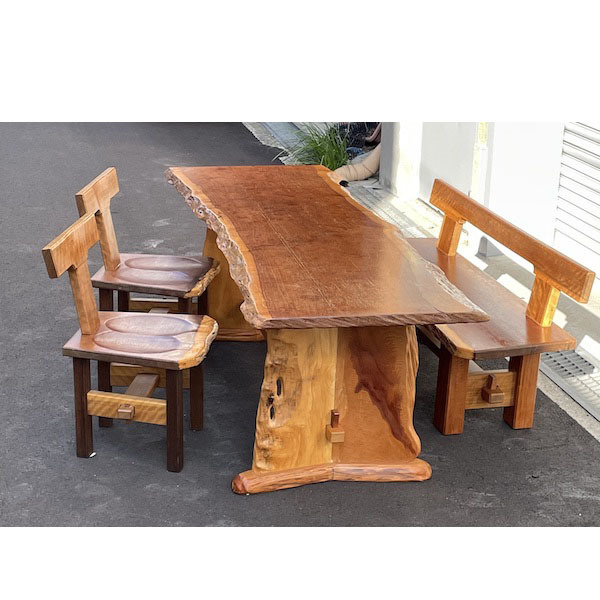 新品販売品 天然木一枚板 ベンチダイニング4点セット テーブル ベンチ