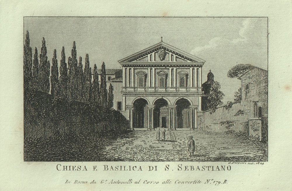 1865年 ローマとその周辺の主な景観 銅版画 聖セバスチャン教会と聖堂 Chiesa e Basilica di San Sebastiano_画像2