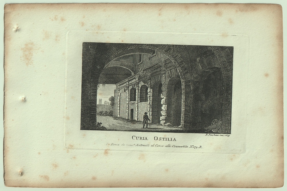 1865年 ローマとその周辺の主な景観 銅版画 クリア・オスティリア Curia Ostilia_画像1