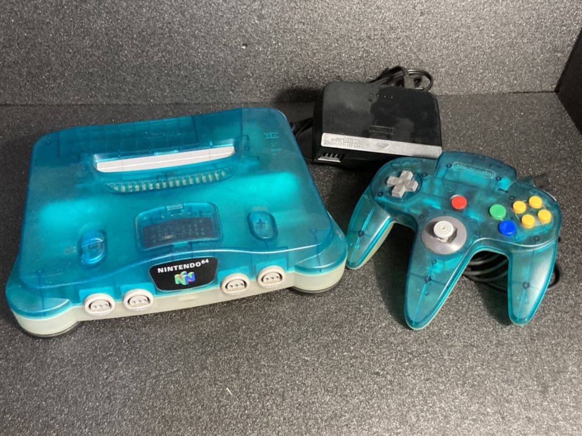 ○ 任天堂 Nintendo 64 クリアブルー 本体 拡張パック ゲーム機本体