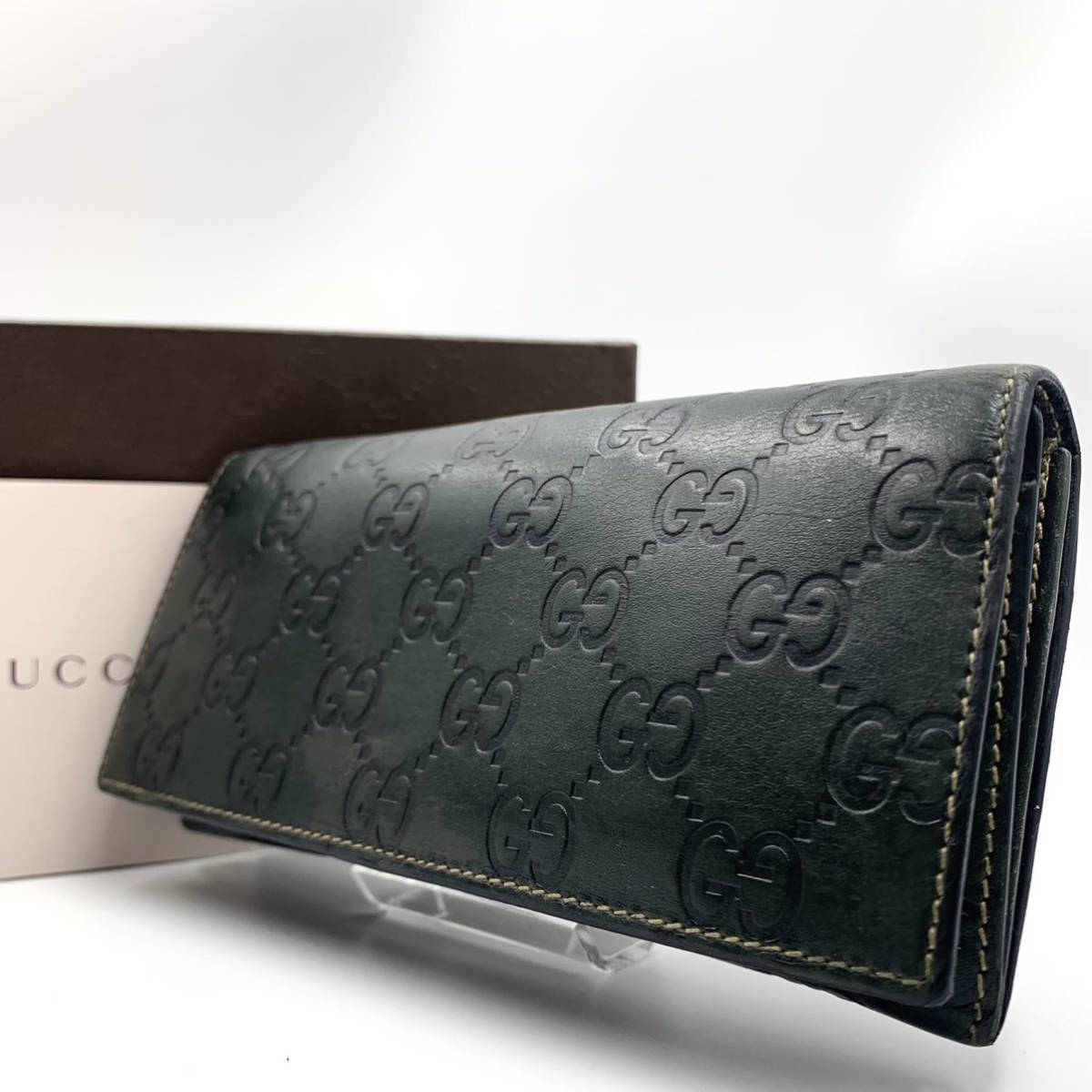 付属品完備 極美品 希少色】GUCCI グッチ 長財布 GG シマ コイン 小銭