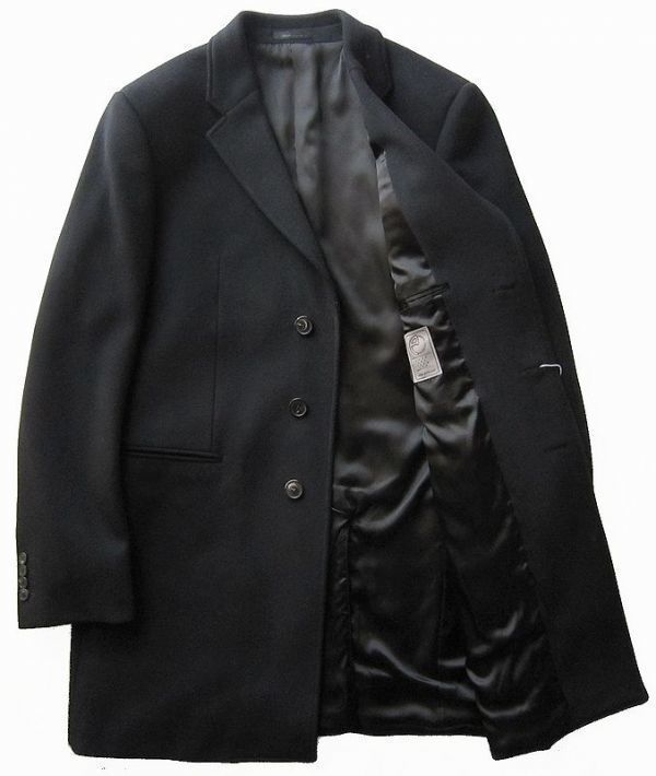 ◆本物◆ARMANI COLLEZIONI ◆上質カシミア混ウールチェスターコート黒54 新品_画像2