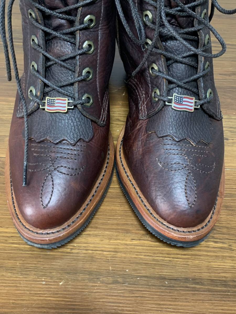  beautiful goods *[CHIPPEWA] 29553 Bison Stampedebaison leather  car boots 6EE Brown USA made Chippewa 