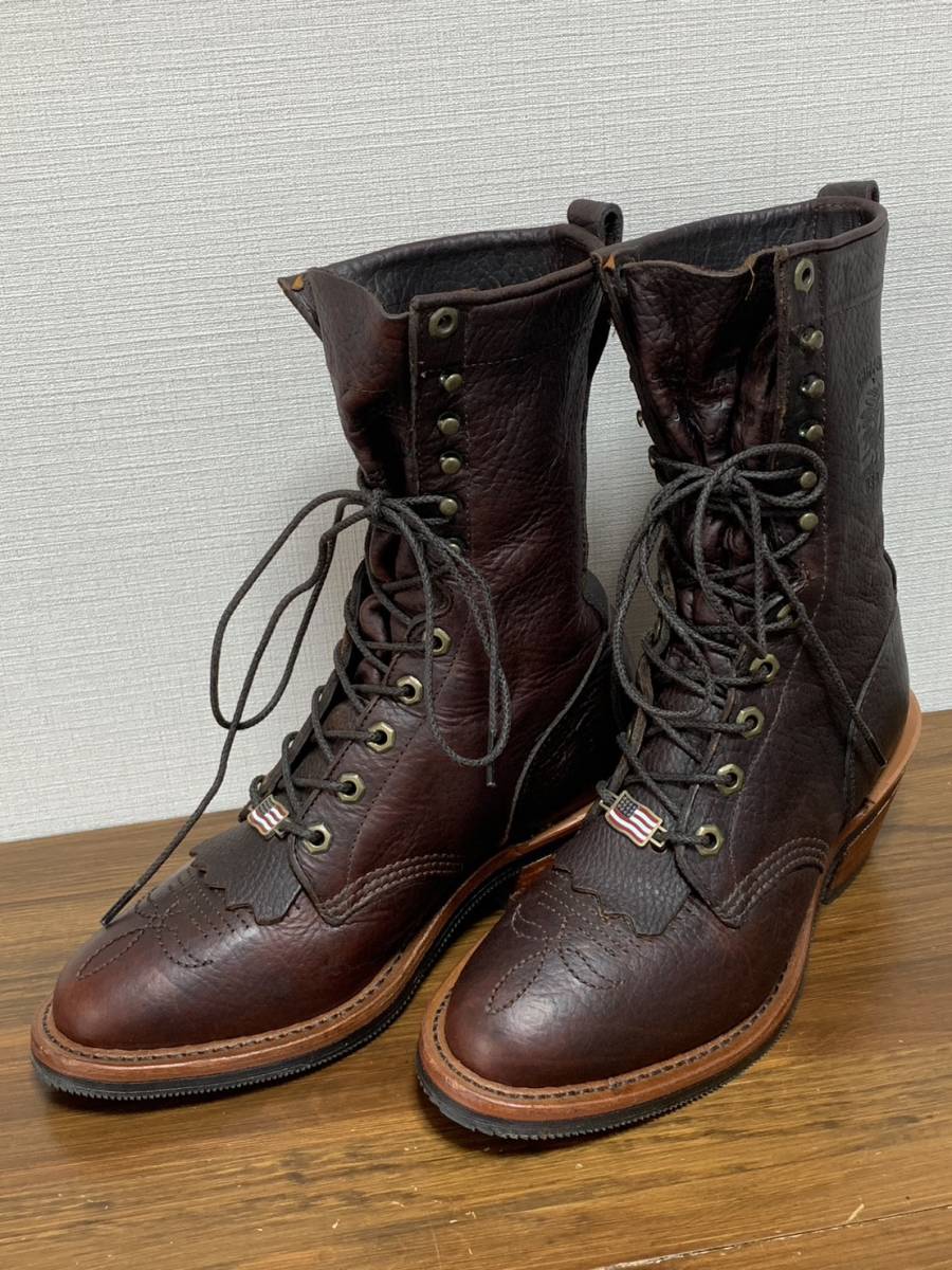  beautiful goods *[CHIPPEWA] 29553 Bison Stampedebaison leather  car boots 6EE Brown USA made Chippewa 