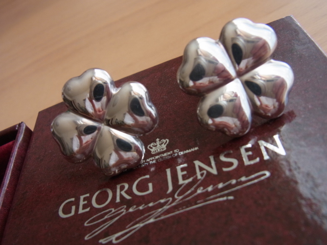 贈り物 ジョージジェンセン♪超美品 四つ葉のクローバー イヤリング