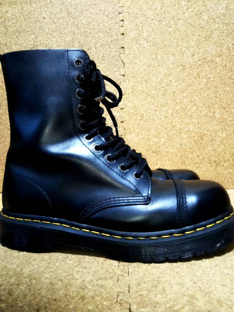 【Dr.MARTENS】ドクターマーチン 8761 スチールトゥ10ホールブーツ UK7 (26cm ) BXB 10EYE BOOT ブラック 厚底【良品】_画像4