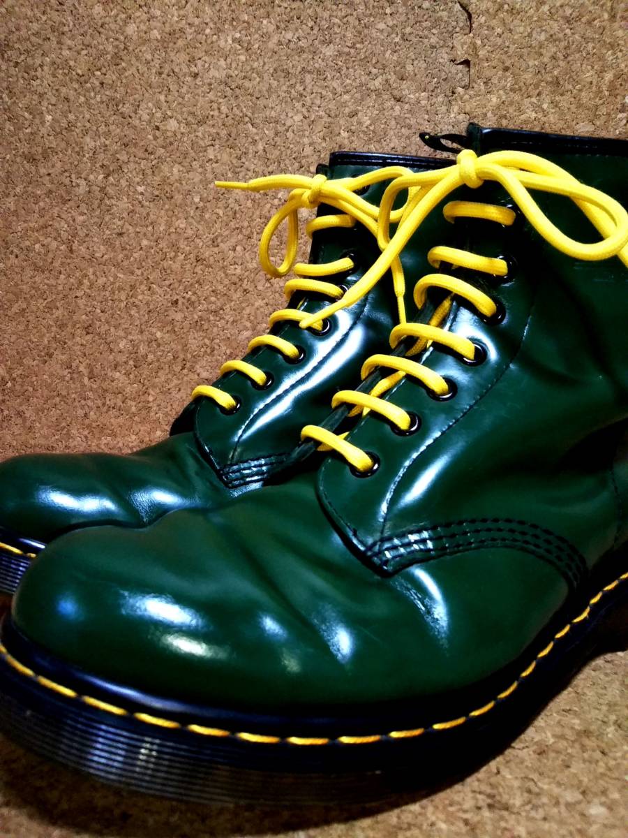 【Dr.MARTENS】ドクターマーチン 1460 8ホールブーツ UK7 (26cm ) 8EYE BOOT スムースレザー 希少レアカラー グリーン 刻印あり_画像1