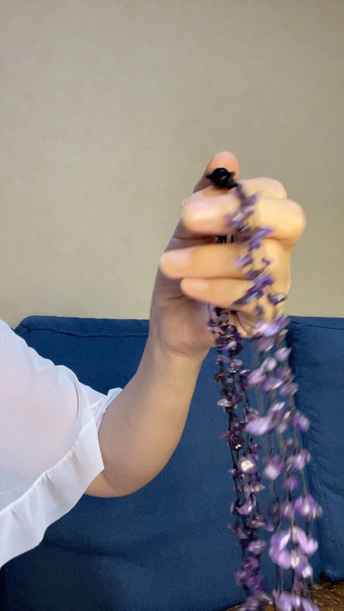  天然 紫 クリスタル 砕石 DJY自家 製 ネックレス