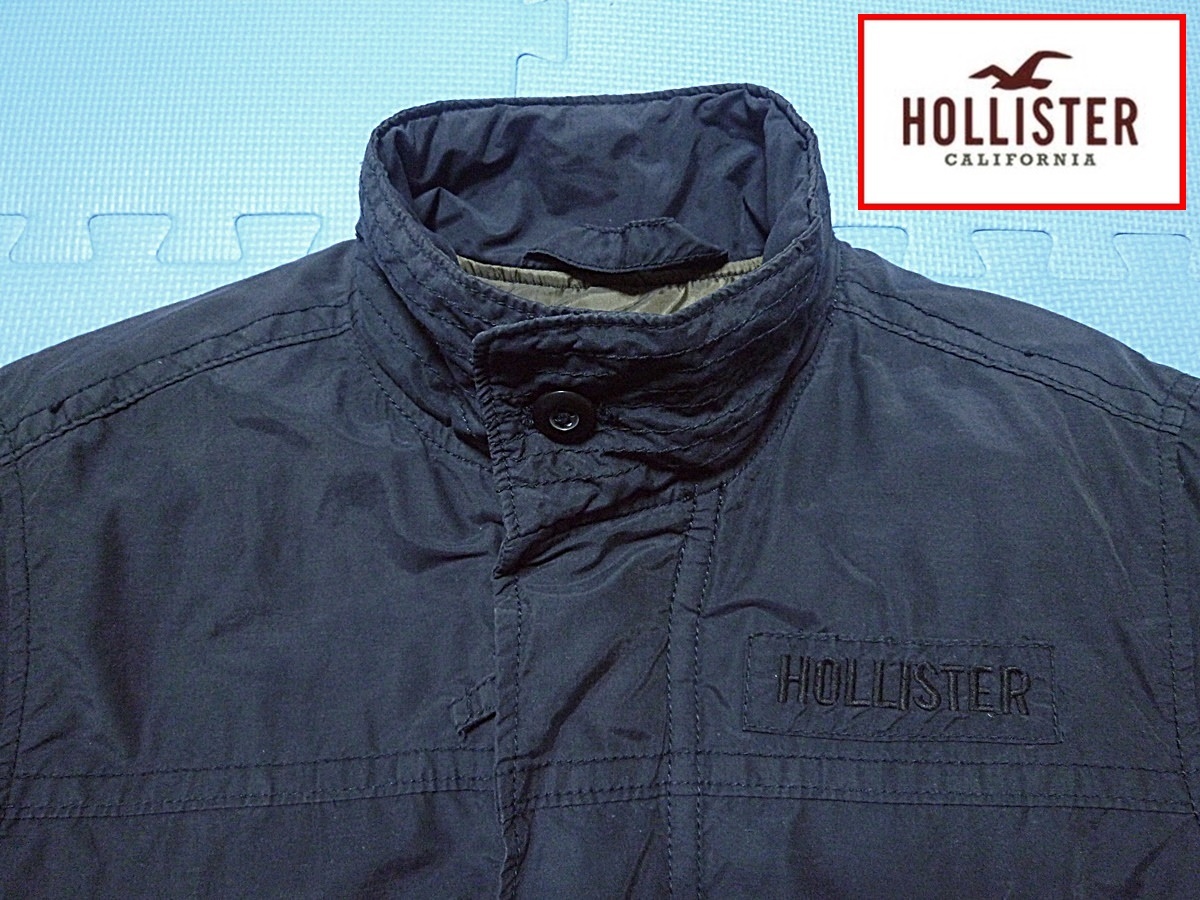 レア!美品! ホリスター HOLLISTER 中綿ブルゾン/ジャンパー/ミリタリージャケット 濃紺 L ヴィンテージ加工/ハワイ正規店購入!(検:アバクロ_画像1