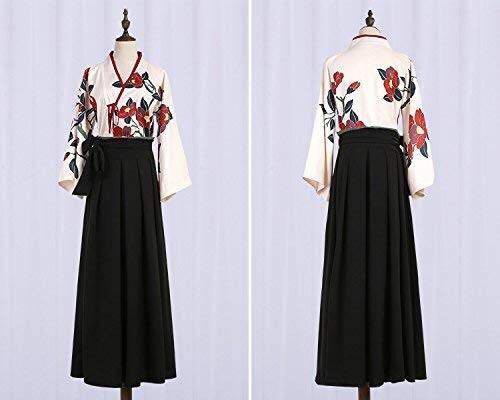  black L Taisho romance hakama Japanese clothes kimono is sickle kama dress long floral print photographing Event Lolita peace roli peace Lolita cosplay kos
