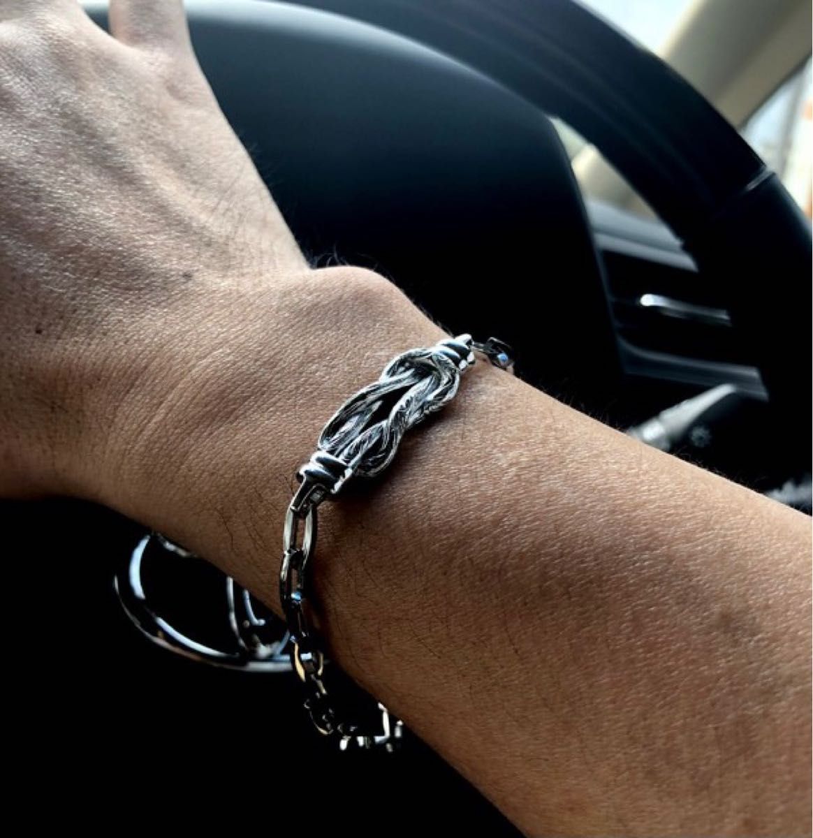 【SALE】ハワイアンジュエリー メンズ 重ね付け ブレスレット シルバーアクセ　 ペーパーチェーン　 CHROME HEARTS