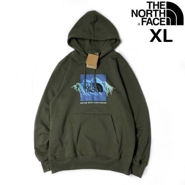 1円～!売切!【正規新品】THE NORTH FACE◆NOV GRAPHIC HOODIE パーカー スウェット US限定 裏起毛 登山 男女兼用(XL)緑 カーキ 181130-33_画像2