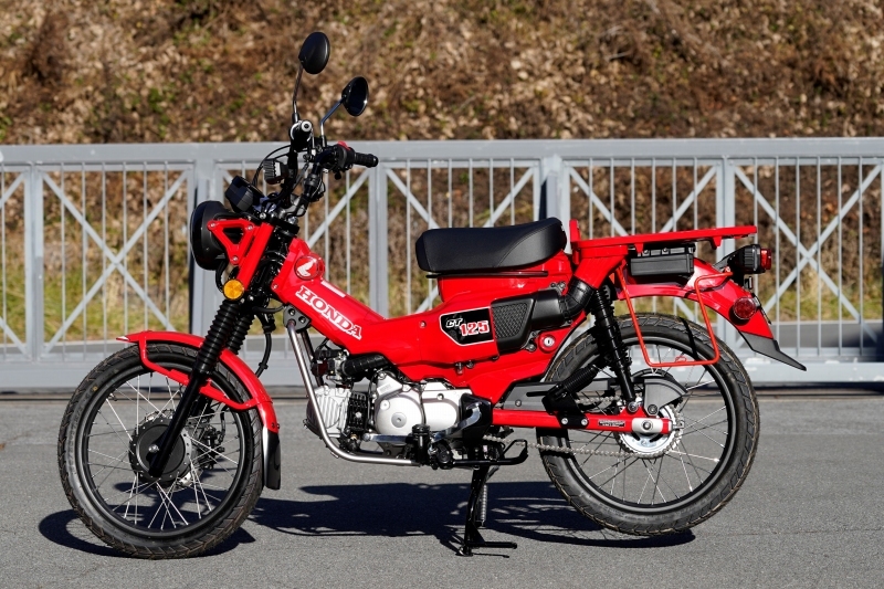 CT125ハンターカブ サイドバッグサポート左側専用レッド 【ミニモト】【minimoto】【ホンダ 4mini】【ツーリング】【カスタム】_画像7