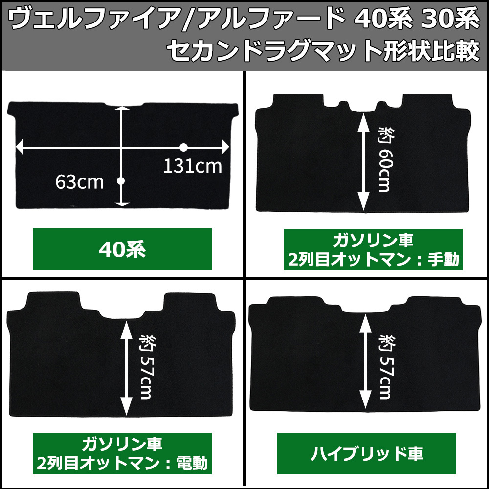 新型ヴェルファイア 現行アルファード 40系 30系 セカンド ＆ サード ラグマット 織柄Ｓ 二列目 三列目 フロアマット カーマット_画像4