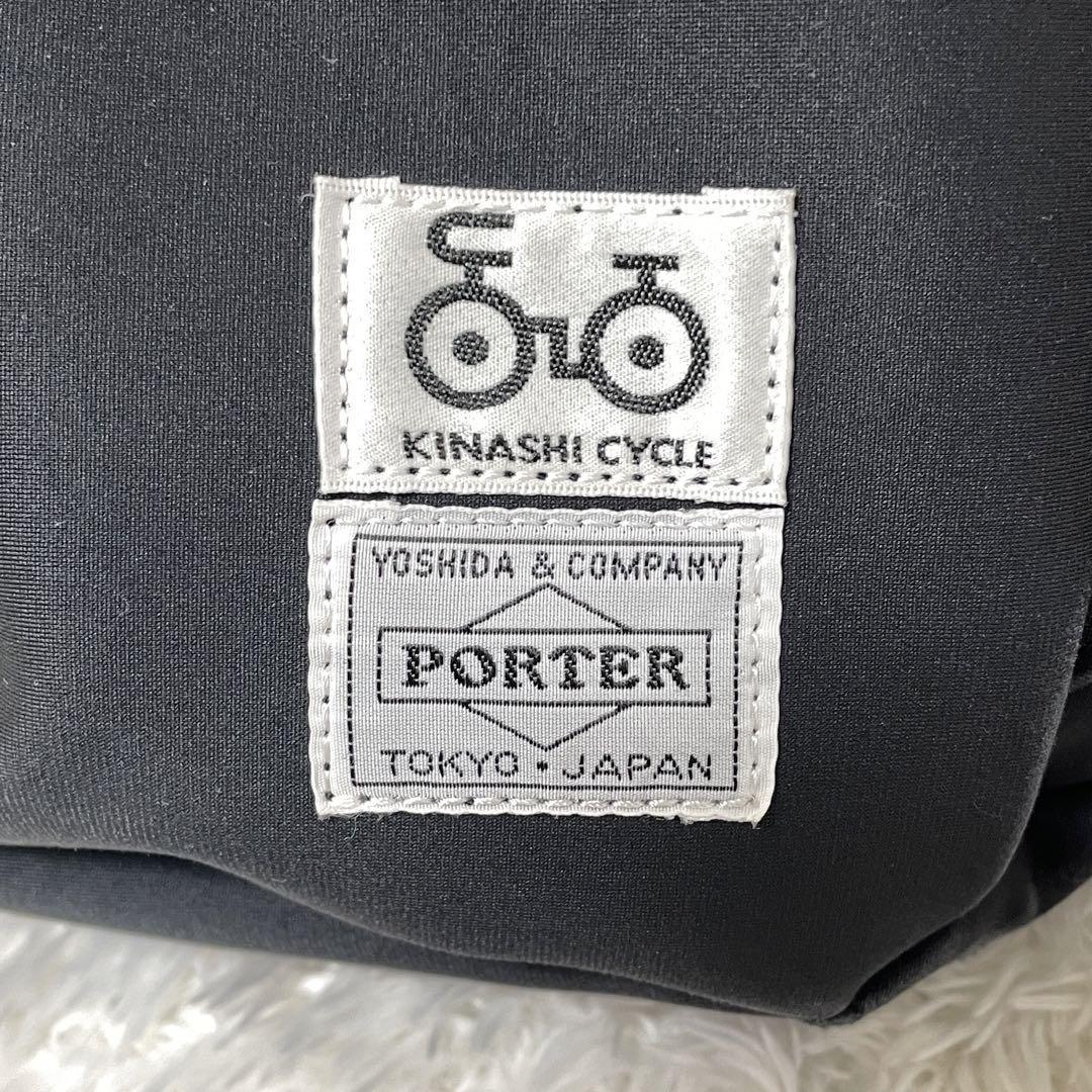 希少 ポーター×木梨サイクル PORTER KINASHI CYCLE コラボボディーバッグ ショルダーバック クロスボディ ポーチ 黒色 ブラック ナイロン_画像9