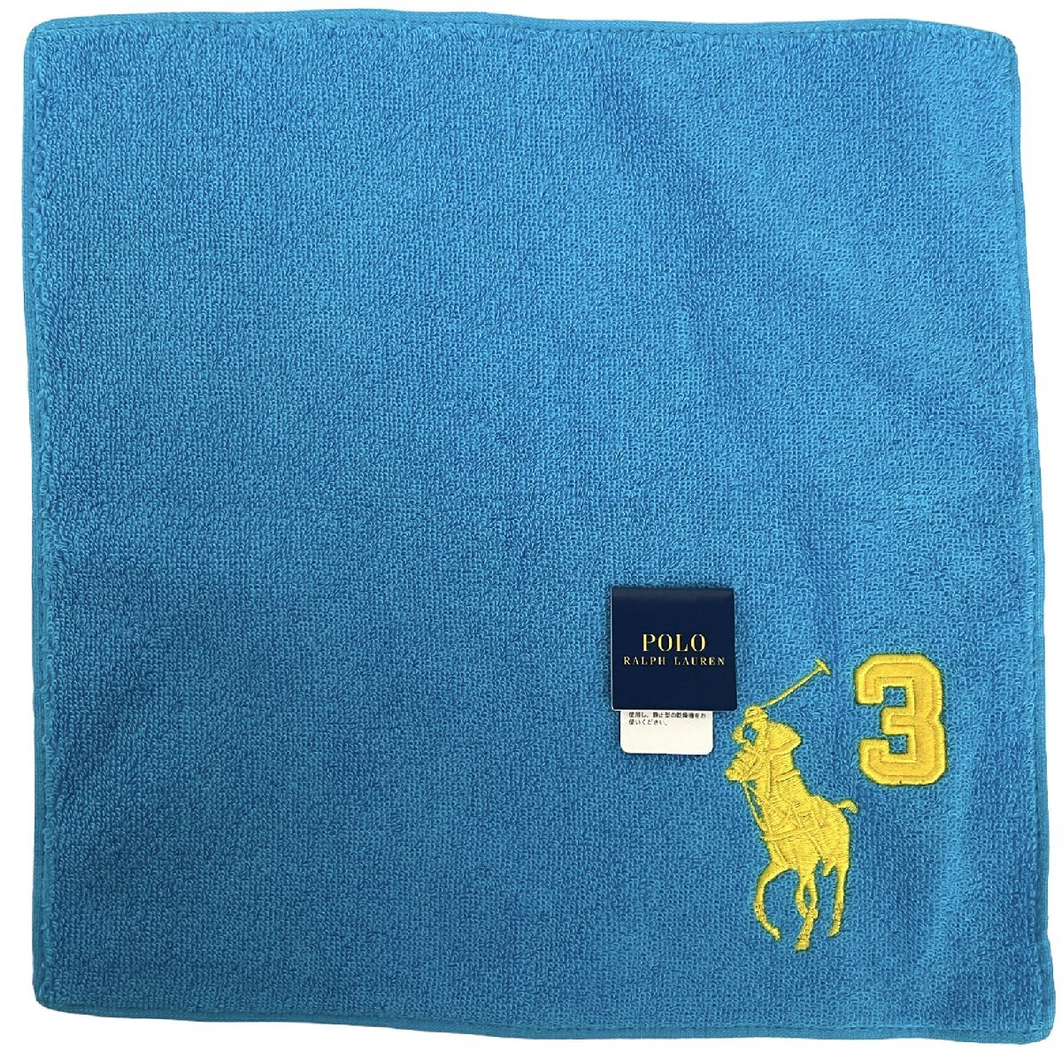 未使用 ラルフローレン ハンドタオル ハンカチ 刺繍　ポニー　ブルー　スカイブルー　Polo Ralph Lauren 【中古】_画像1