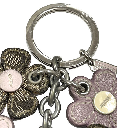  Coach key ring flower flower signature key holder silver bag charm COACH [ used ]