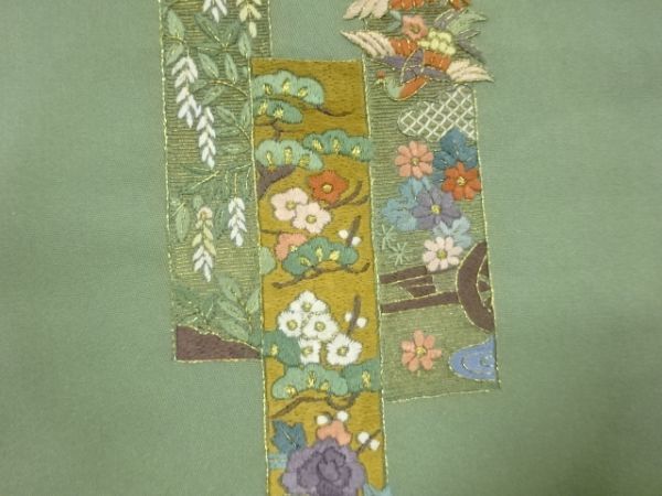 当店在庫してます! ys6805518; 短冊に松梅・花鳥模様刺繍名古屋帯