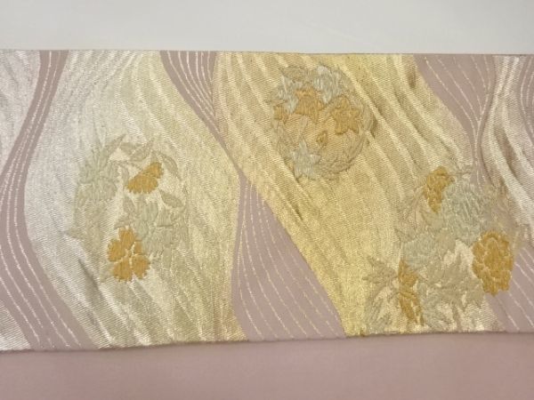 超可爱の ys6793026; 曲線に花輪模様織出し名古屋帯【着】 宗sou
