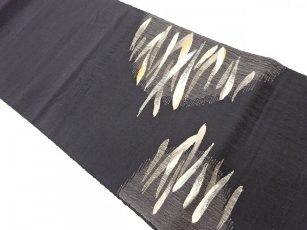ys6800165; 宗sou 手織り紬すくい織抽象模様織出し名古屋帯【着】