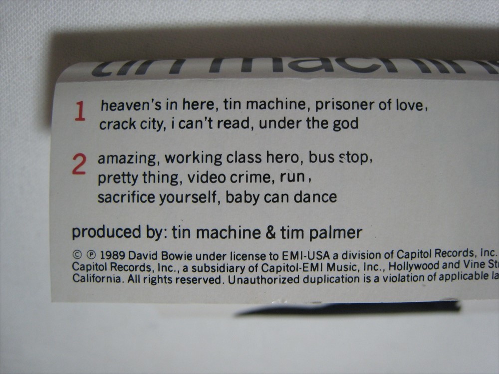 [ cassette tape ] TIN MACHINE / TIN MACHINE US version tin* machine DAVID BOWIE