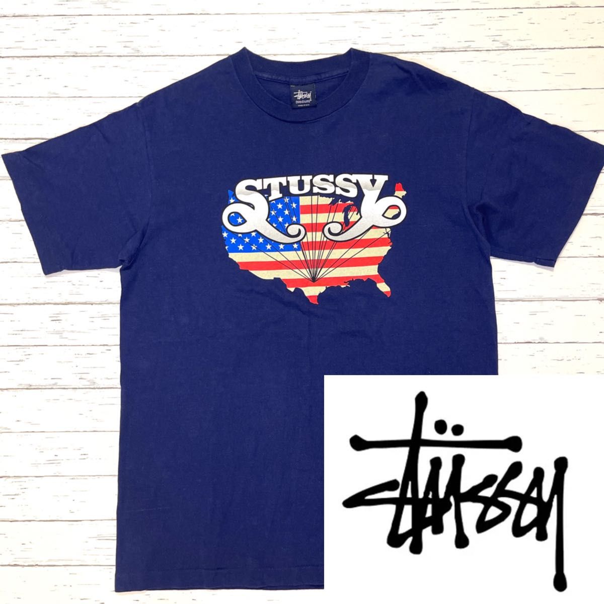 美品【OLD STUSSY】オールド　ステューシー　90s 紺タグ　USA製　T