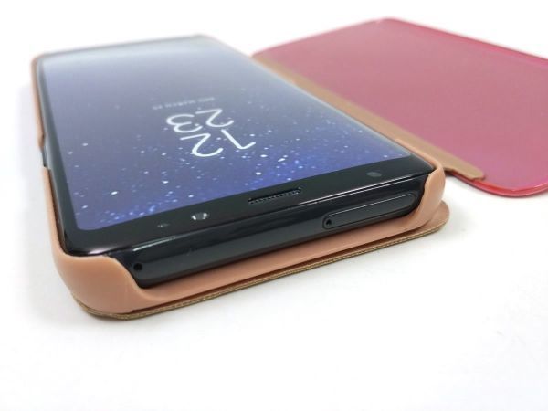 鏡面 Galaxy S8 SC-02J/SCV36 横開き手帳型ミラーフリップケース カバー 半透明 ピンク_画像6