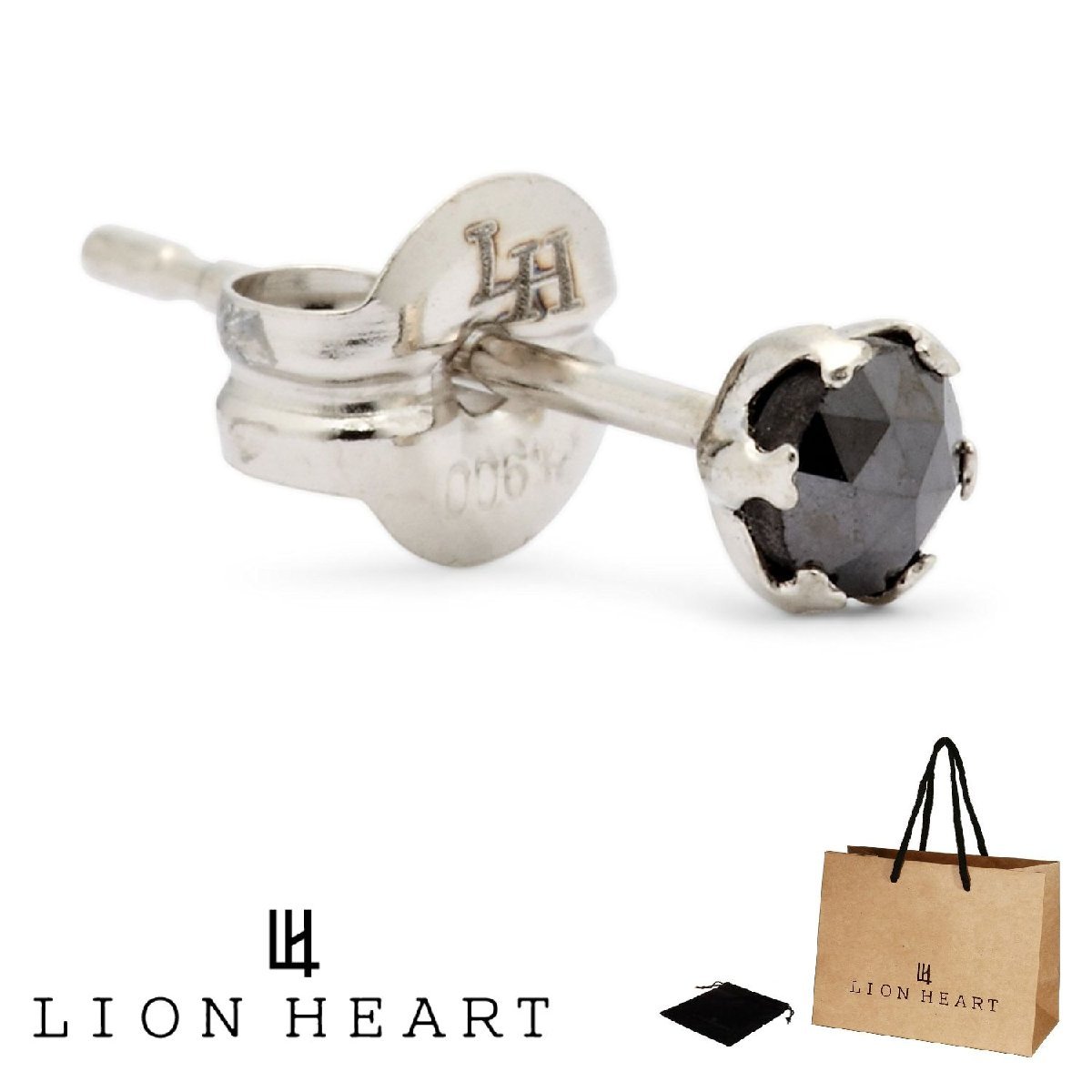  new goods regular goods lion Heart LION HEART platinum PT900 black diamond Monde 0.1ct single earrings 04E12PS/S