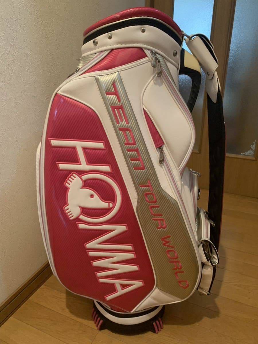 HONMA ホンマ TEAM TOUR WORLD 9.5型★中古★3点式 アスリートツアープロモデル ホワイト・ピンク_画像1