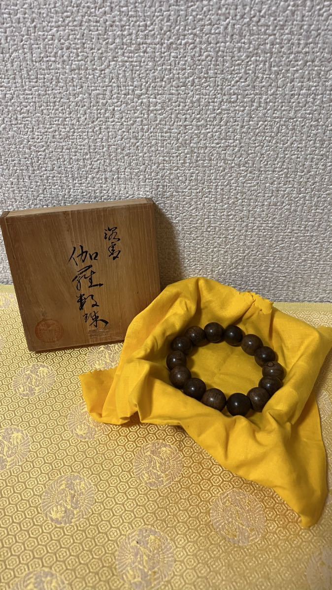 高僧所蔵品 本願寺派寺院《伽羅 数珠》寺院落款印 24g 香木 伽羅 沈香