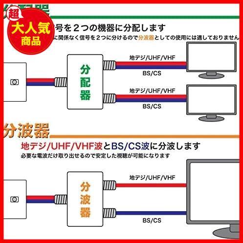 ★(1)ホワイト_(1)40cm★ ホーリック アンテナ分波器 【4K8K放送(3224MHz)/BS/CS/地デジ/CATV 対応】 ケーブル2本付属 40cm BCUV-971_画像8