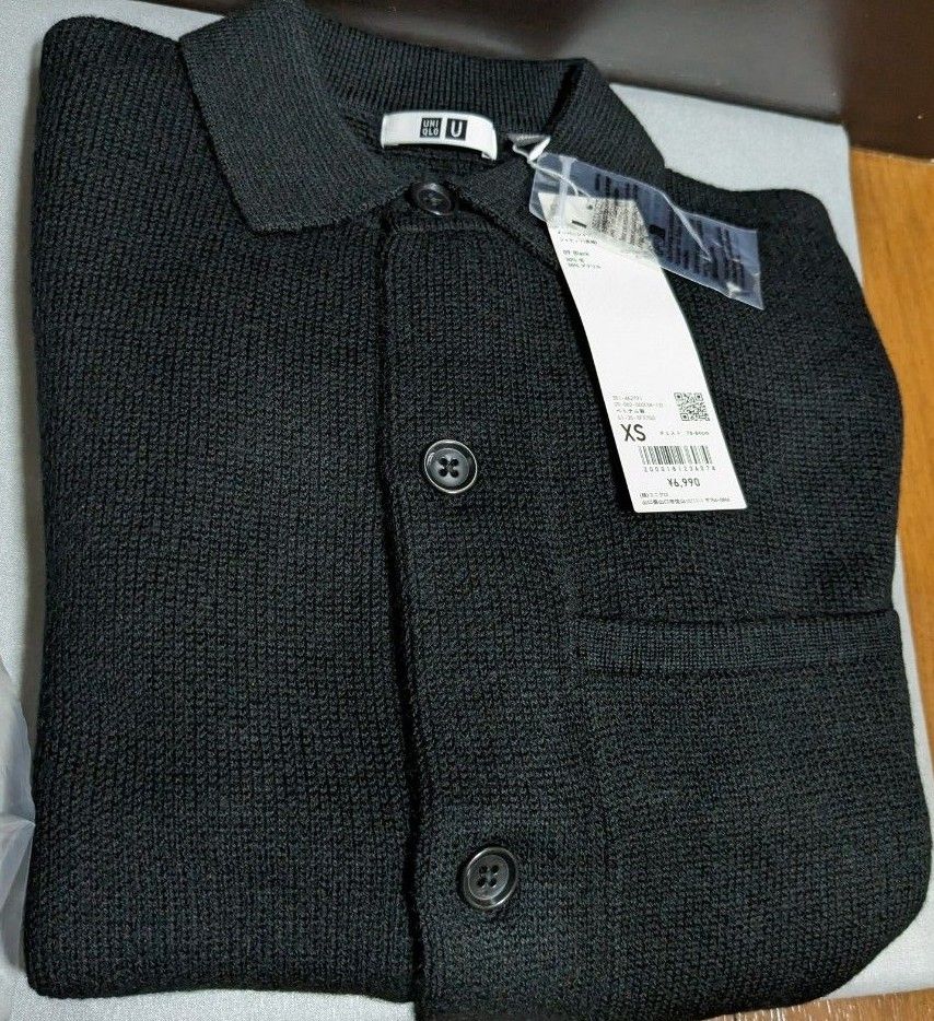 【ユニクロU】ニットオーバーシャツジャケット ブラック XS 【2023AW】