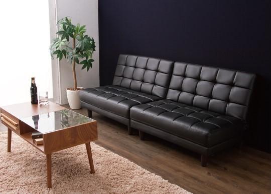 PVC black 4WAY division sofa bed reclining 3 seater .