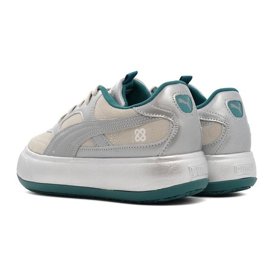  Puma Pro nauns collaboration suede mayu2 regular price 15400 jpy 22.5cm silver / green SUEDE MAYU 2 PRONOUNCE thickness bottom lady's sneakers 