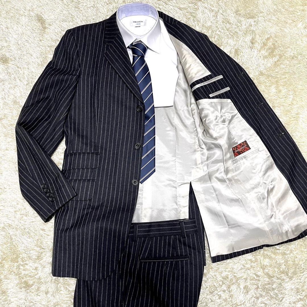 【美品】ティモシーエベレスト　スーツ　セットアップ　チャコールグレー　総裏　XL