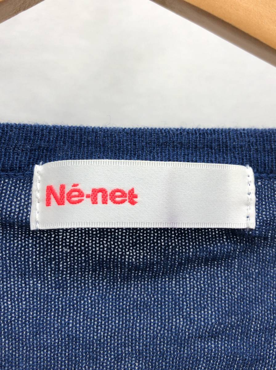  Ne-Net cardigan ne-net size 2 navy race embroidery lady's 23103102