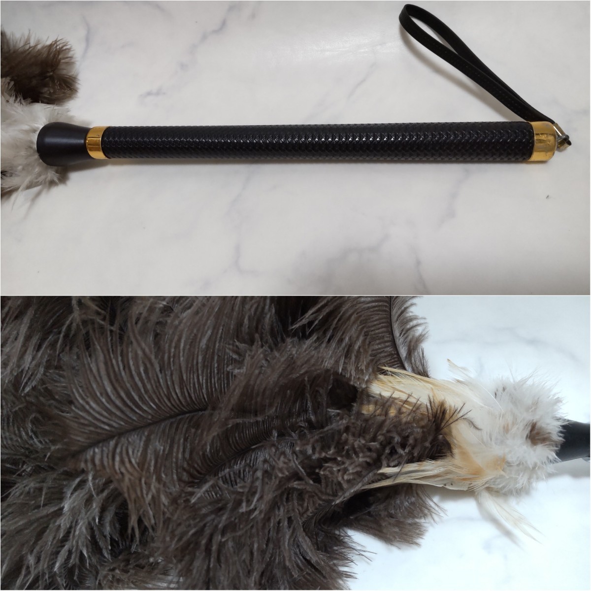 オーストリッチ 毛バタキ 2本セット 全長約105cm&110cm
