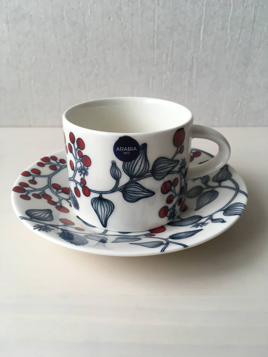 ① [未使用] アラビア ルノ フロストベリー 2客セット ティーカップ&ソーサー scope arabia runo frost berry tea cup_画像2