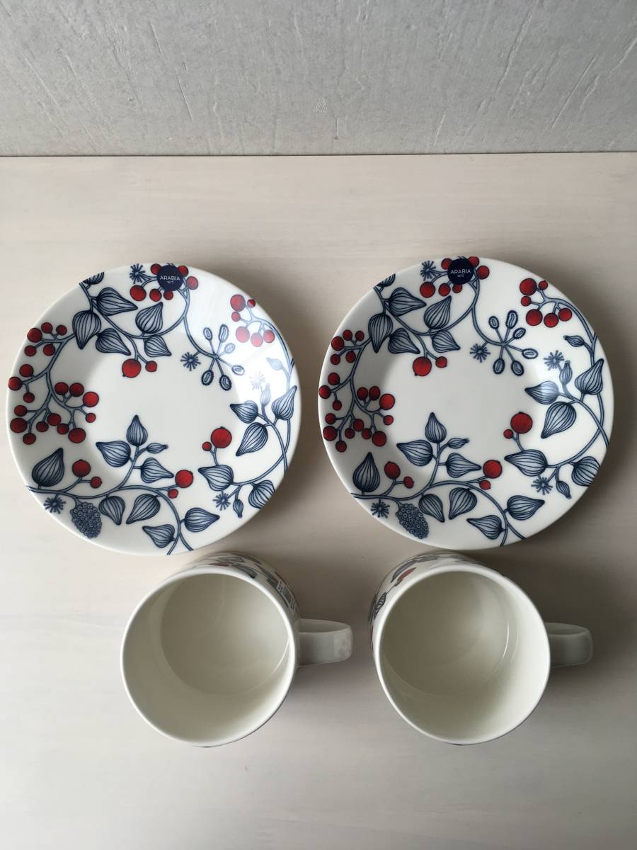 ② [未使用] アラビア ルノ フロストベリー 2客セット ティーカップ&ソーサー scope arabia runo frost berry tea cup _画像3